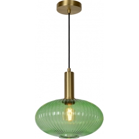 Maloto 30 green&amp;brass glass pendant lamp Lucide
