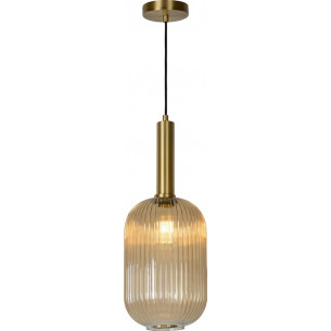 Maloto 20 amber&amp;brass glass pendant lamp Lucide