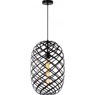 Designerska Lampa wisząca druciana Wolfram 32 Czarna Lucide do salonu i sypialni.