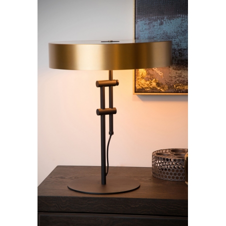 Stylowa Lampa stołowa mosiężna Giada 40 Czarna Lucide do sypialni.