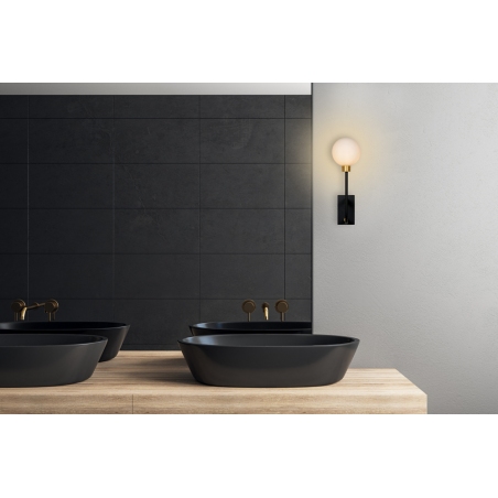 Berend II black glass bathroom wall lamp Lucide