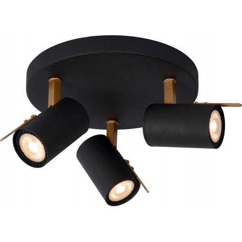 Grony III Led black ceiling spotlight with 3 lights Lucide
