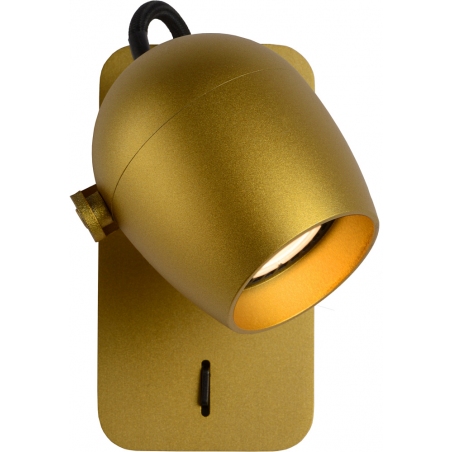 Preston Led gold matt&amp;brass wall lamp with switch Lucide