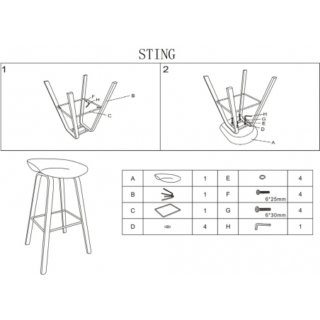 Sting 76 white scandinavian bar stool Signal