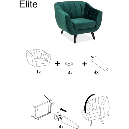 Elite grey velvet armchair Signal