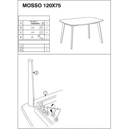 Skandynawski Stół prostokątny Mosso 120x75 Biały Signal do salonu, jadalni i kuchni.