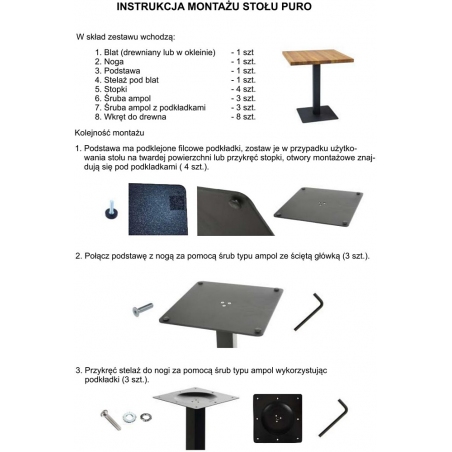 Industrialny Stół kwadratowy na jednej nodze Puro 60x60 Czarny Signal do kuchni, jadalni i salonu.