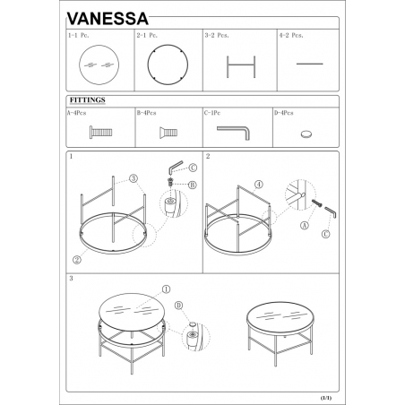 Vanessa 80 grey&amp;black glass coffee table Signal