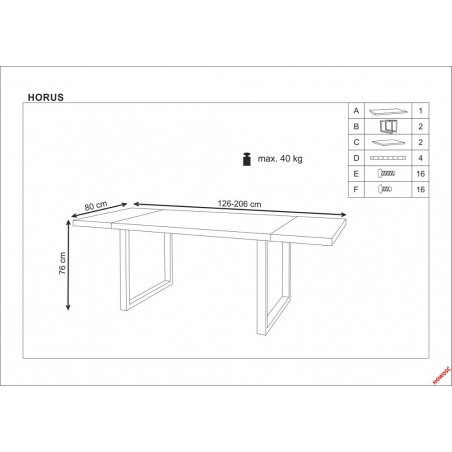 Horus 126x80 oak&amp;black extending industrial dining table Halmar