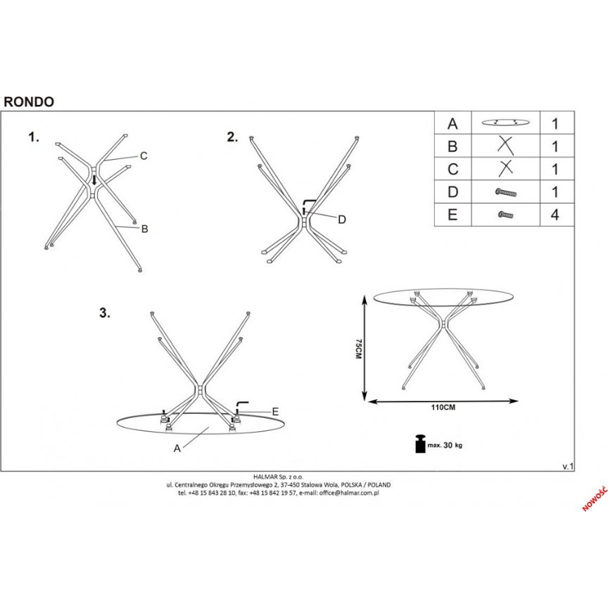 Stylish Rondo 110 transparent&gold glass round dining table with gold