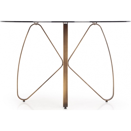 Lungo 120 brown&amp;antique gold round glass dining table Halmar