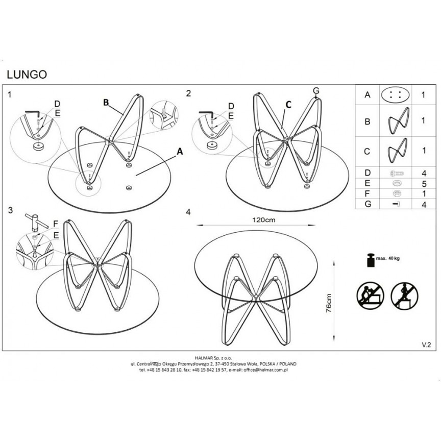 Stylish Lungo 120 brown&antique gold round glass dining table Halmar