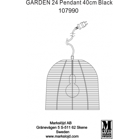 Stylowa Lampa wisząca druciana Garden 40 Czarna Markslojd do salonu, sypialni i przedpokoju.