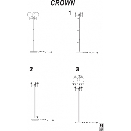 Stylowa Lampa podłogowa 3 szklane kule Crown Dymiona/Czarna Markslojd do salonu i sypialni.