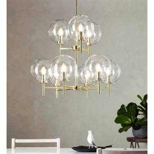 Crown 70 transparent&brushed brass glass balls pendant lamp