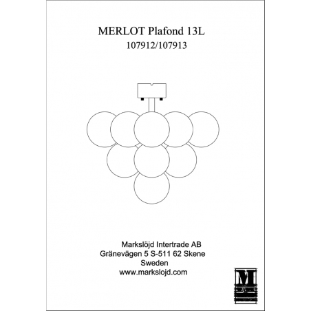 Merlot 56 whitw&brass glass semi flush ceiling light Markslojd