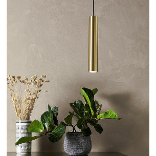 Ruben 7 brushed brass tube pendant lamp Markslojd