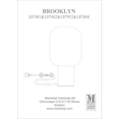 Stylowa Lampa stołowa szklana Brooklyn 44 Biały/ Mosiądz szczotkowany Markslojd do salonu.