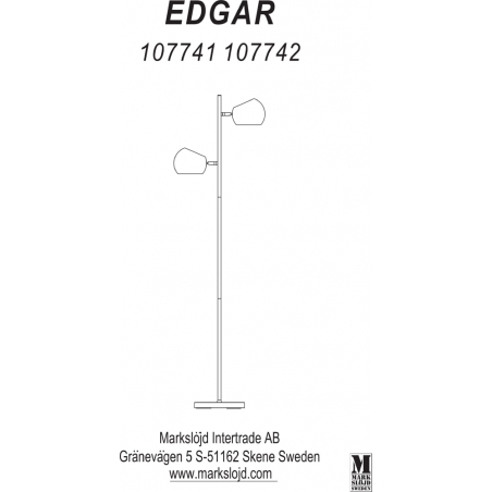 Edgar black floor lamp with 2 lights Markslojd