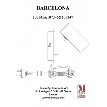 Barcelona white wall lamp with switch Markslojd