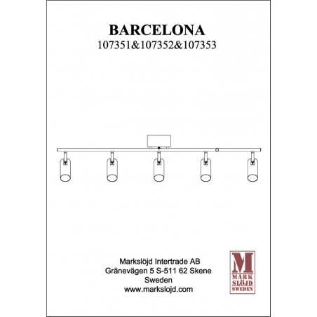 Stylowy Reflektor sufitowy 5 punktowy Barcelona V Biały Markslojd do salonu, kuchni i przedpokoju.