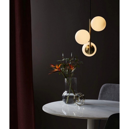 Designerska Lampa wisząca szklane kule Lilly Mosiądz/Biały Nordlux do salonu i sypialni.