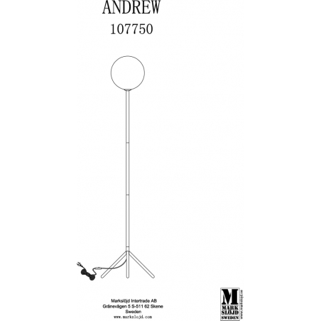 Stylowa Lampa podłogowa szklana kula Andrew Przeźroczysta Markslojd do salonu i sypialni.