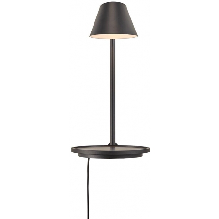 Stay LED black wall lamp with shelf DFTP