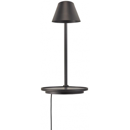 Stay LED black wall lamp with shelf DFTP