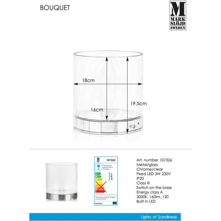 Bouquet 19 LED transparent glass table lamp Markslojd