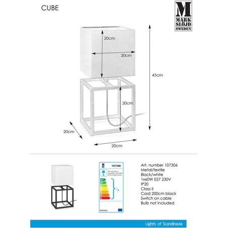 Cube 45 black&amp;white industrial table lamp Markslojd