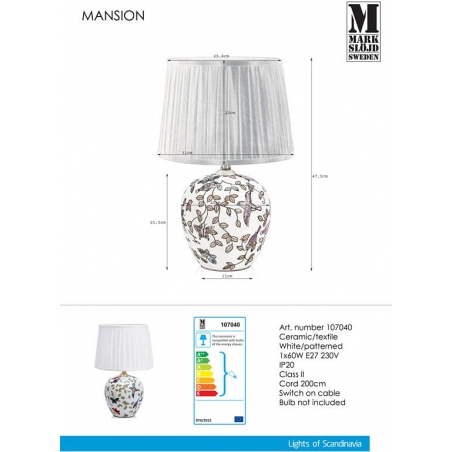 Mansion 31 white ceramic table lamp Markslojd