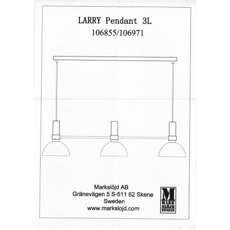 Designerska Lampa sufitowa 3 punktowa Larry Gold Czarna Markslojd nad stół.