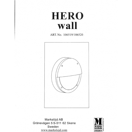 Hero 22 Led black outdoor wall lamp Markslojd