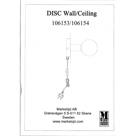 Disc gold wall lamp with switch Markslojd