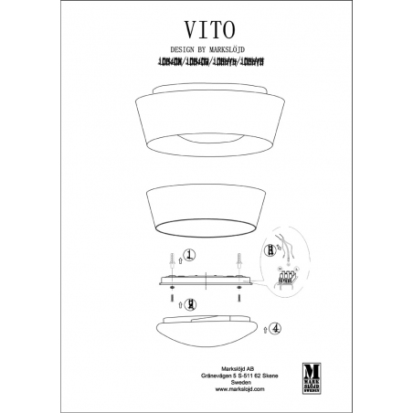 Designerski Plafon sufitowy okrągły Vito 36 Led Biały Markslojd do sypialni i salonu.