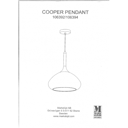 Cooper 40 black glass pendant lamp Markslojd