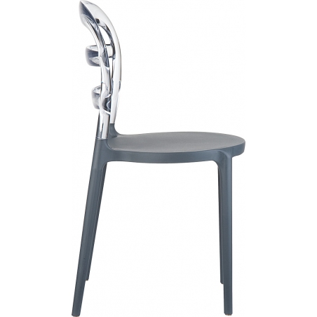 Designerskie Krzesło z tworzywa Miss Bibi Grey z przeźroczystym Siesta do jadalni, kuchni i salonu.
