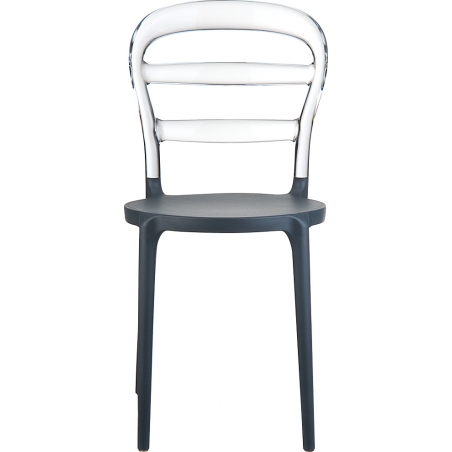 Designerskie Krzesło z tworzywa Miss Bibi Grey z przeźroczystym Siesta do jadalni, kuchni i salonu.