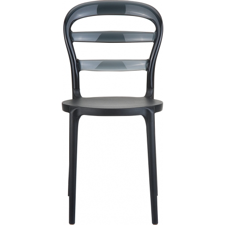 Designerskie Krzesło z tworzywa Miss Bibi Black Czarny z czarnym przeźroczystym Siesta do jadalni, kuchni i salonu.