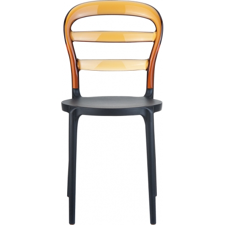 Designerskie Krzesło z tworzywa Miss Bibi Black Czarny z bursztynowym przeźroczystym Siesta do jadalni, kuchni i salonu.