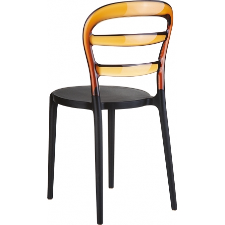 Designerskie Krzesło z tworzywa Miss Bibi Black Czarny z bursztynowym przeźroczystym Siesta do jadalni, kuchni i salonu.