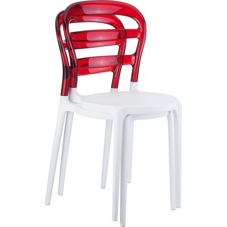 Miss Bibi white&amp;red transparent polypropylene chair Siesta