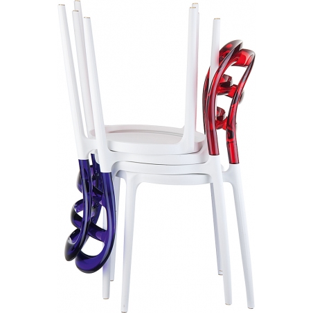 Designerskie Krzesło z tworzywa Miss Bibi White Biały z czerwonym przeźroczystym Siesta do jadalni, kuchni i salonu.