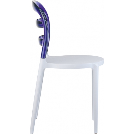Designerskie Krzesło z tworzywa Miss Bibi White Biały z fioletowym przeźroczystym Siesta do jadalni, kuchni i salonu.