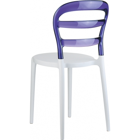 Designerskie Krzesło z tworzywa Miss Bibi White Biały z fioletowym przeźroczystym Siesta do jadalni, kuchni i salonu.