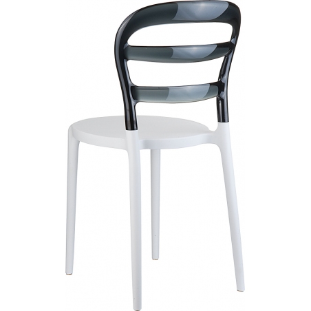 Designerskie Krzesło z tworzywa Miss Bibi White Biały z czarnym przeźroczystym Siesta do jadalni, kuchni i salonu.