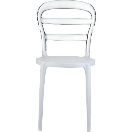 Designerskie Krzesło z tworzywa Miss Bibi White Biały z przeźroczystym Siesta do jadalni, kuchni i salonu.