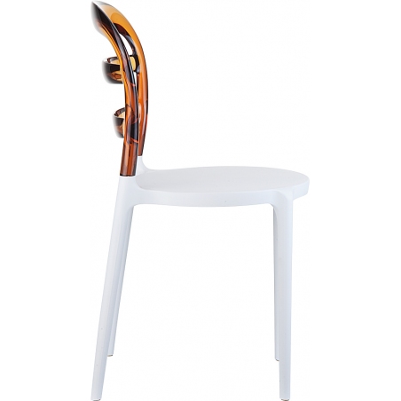 Designerskie Krzesło z tworzywa Miss Bibi White Biały z bursztynowym przeźroczystym Siesta do jadalni, kuchni i salonu.