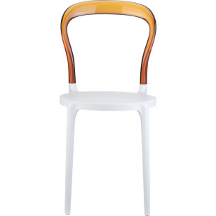 Designerskie Krzesło z tworzywa Bobo White Biały z bursztynowym przeźroczystym Siesta do jadalni, kuchni i salonu. 2